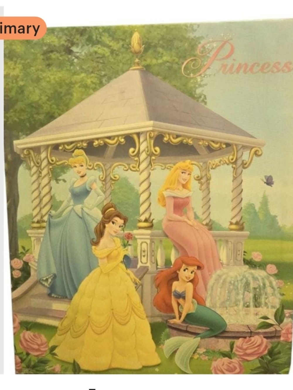 Vtg Disney Pricess Canvas Wall Hanging 18×15